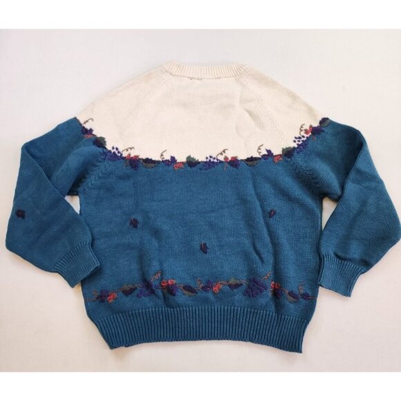 Vintage Northern Reflections S Sweater Fair Isle Embroidered Leaf Granny Jumper - Picture 7 of 8
